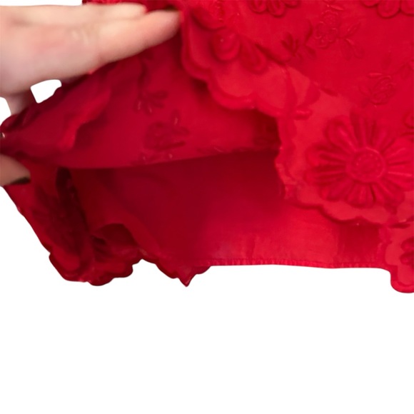 Talbots Red Embroidered Floral Appliqué Shell Sleeveless Blouse Top Size Large - Picture 6 of 9